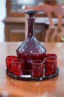 RUBY RED DECANTER WITH STOPPER