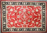 8' X 10'9" INDIA AREA RUG - RED/BLK