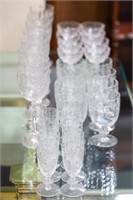32 PC. ETCHED CRYSTAL STEMWARE