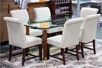 GLASS TOP DINING TABLE & 6 CHAIRS