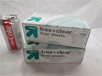(2) Free & Clear Dryer Fabric Softner Sheets