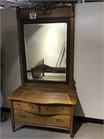 Oak Dresser & Mirror (Very Old)