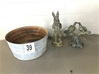 Outdoor Décor, Wash Pan, Concrete Rabbit & Doves