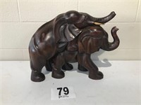 Hand Carved Wooden Elephants - 15"T (Missing One