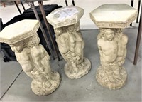 3 Plaster Cherub Pedestals