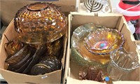 2 Large Boxes Amber Glass