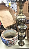 Tall Brass Vase, Vase, Jardinaire