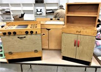 Wooden Child's Kitchen w/ Box Accessories