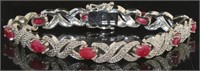 Genuine 5.00 ct Ruby & Diamond Accent Bracelet