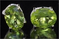 Natural 4.00 ct Oval Peridot Earrings