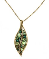 Beautiful Green Topaz Designer Leaf Necklace