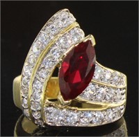 Stunning Marquise Cut Garnet & White Topaz Ring