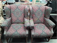 Vintage Floral Wing Back Chairs