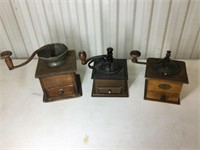 Three antique coffee grinder’s