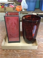 1 large glass vase (12” tall) and 1 lantern 13”)