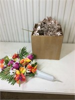 Box of artificial flowers