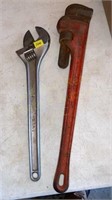 18" Crescent Adjustable Wrench & Large Pipe