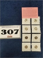 8 uncirculated Roosevelt dimes