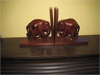 Elephant Bookends (Wood) 1 missing tusk