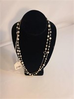 Pearl Necklace 46" Sterling Chain