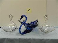 (2) Duncan Miller & Murano Style Cobalt Colored