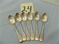 (6) Sterling Teaspons (Etched with "D"), A.