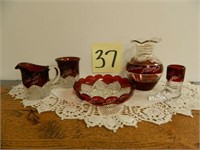 (5) 1950's Illinois State Fair Flash Ruby Pieces