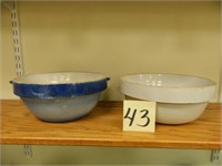 Western Stoneware Crock Bowl, Blue Crock Bowl with