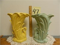 (2) 9 1/2" McCoy Swan Design Vases