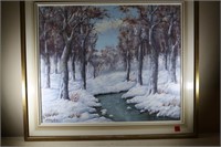 Framed Winter scene on Canvis Framed