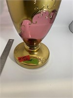 Murano Glass Maroon/Purple and Gold Vase
