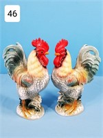 Pair of Tall Ceramic Roosters