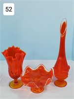 Orange Opalescent Art Glass