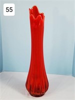 Art Glass Tall Fluted Vase