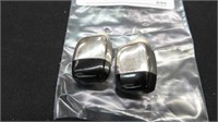 STERLING SILVER AND ONYX CLIP ON EARRINGS