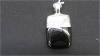 STERLING SILVER AND ONYX PENDANT 2.25" X 1.25"