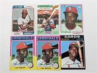 (6) Lou Brock Baseball Cards