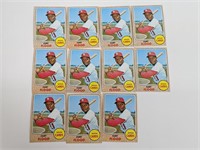 (11) 1968 Topps Curt Flood Baseball Cards