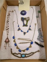 Flat Of Vintage Enamel Jewelry
