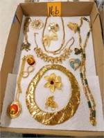 Flat Of Gold Tone Jewelry