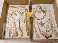 2 Flats Of Gold Tone Jewelry