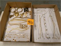 2 Flats Of Gold Tone Jewelry