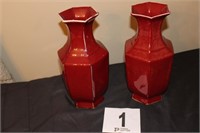 Pair of Oxblood Vases, 12” tall