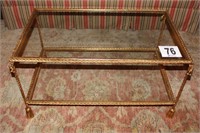 Brass Coffee Table, Rope Design with Glass Top