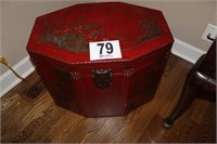 15x22 Red Antiqued Wooden Box with Brass Latch