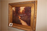 Landscape Oil on Canvas, Signed Moreau, Framed -