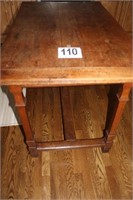 Oak Antique Table, Dovetailed Drawer at End - 32”