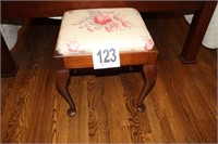 Antique Stool with Upholstered Seat