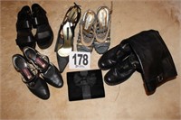 (5) Pair Ladies Shoes, Size 8 and Small Clutch