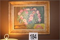 Framed Painting on Canvas Board, Signed E.